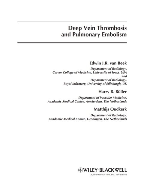 Cover image for book Deep Vein Thrombosis and Pulmonary Embolism