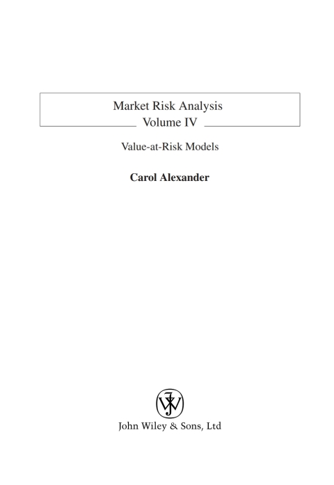 Market Risk Analysis, Value at Risk Models 