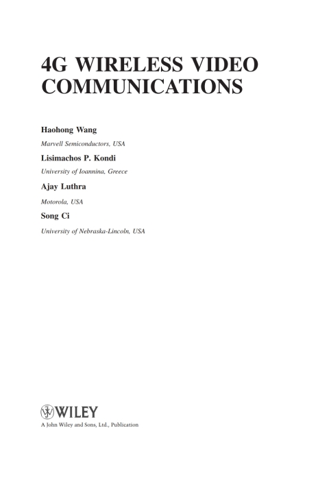 Cover image for book 4G Wireless Video Communications