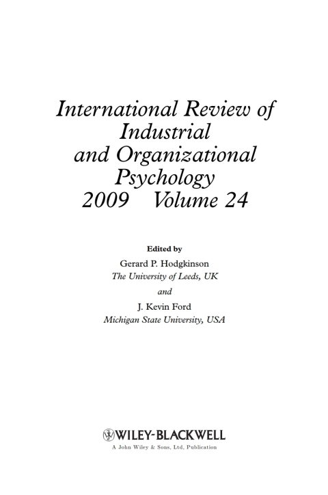 International Review of Industrial and Organizational Psychology 2009 