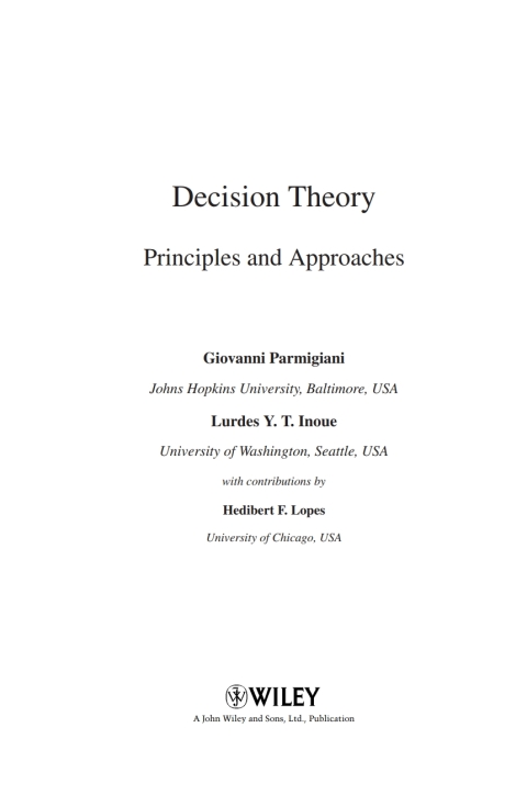 Cover image for book Decision Theory: Principles and Approaches
