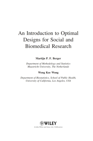 An Introduction to Optimal Designs for Social and Biomedical Research