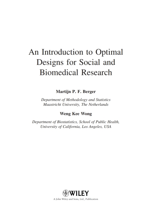 Cover image for book An Introduction to Optimal Designs for Social and Biomedical Research