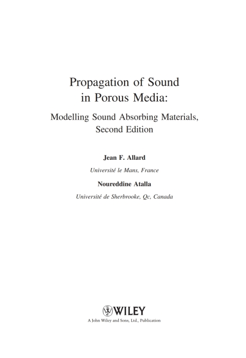 Cover image for book Propagation of Sound in Porous Media