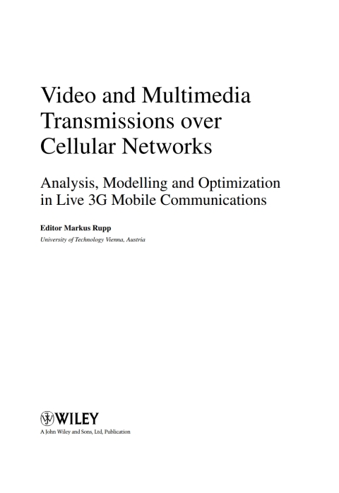 Cover image for book Video and Multimedia Transmissions over Cellular Networks