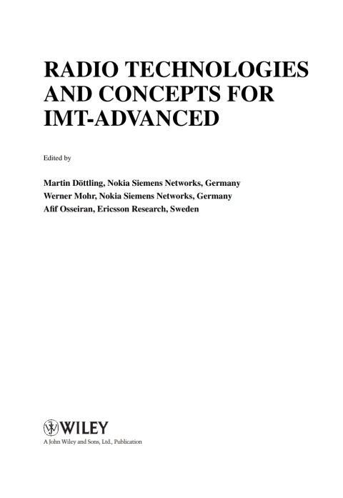 Cover image for book Radio Technologies and Concepts for IMT-Advanced