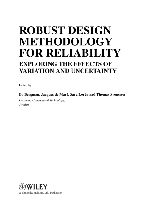 Cover image for book Robust Design Methodology for Reliability