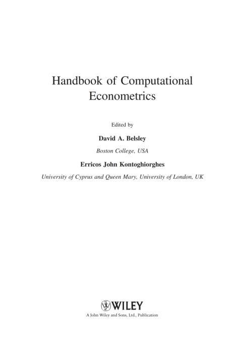 Cover image for book Handbook of Computational Econometrics