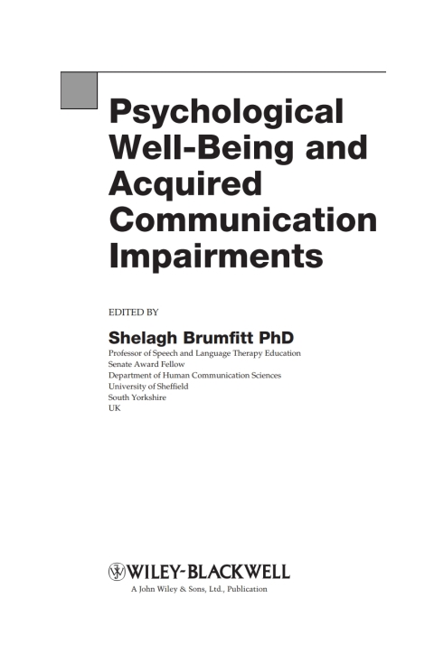 Cover image for book Psychological Well Being and Acquired Communication Impairment
