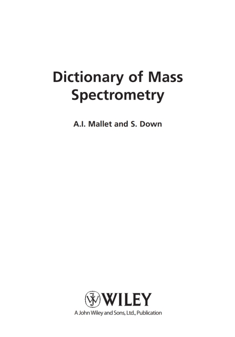 Cover image for book Dictionary of Mass Spectrometry