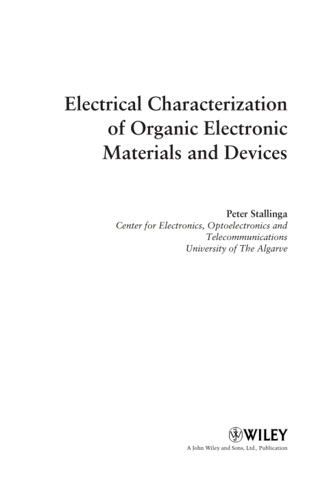 Cover image for book Electrical Characterization of Organic Electronic Materials and Devices