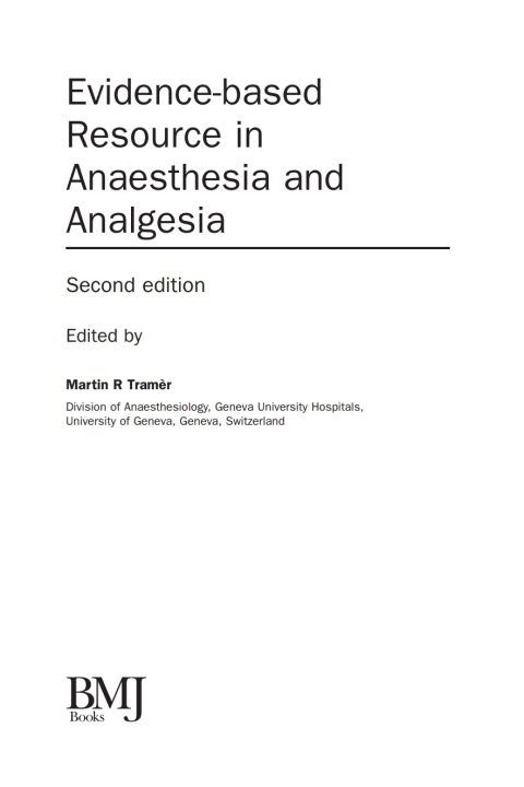 Cover image for book Evidence-Based Resource in Anaesthesia and Analgesia