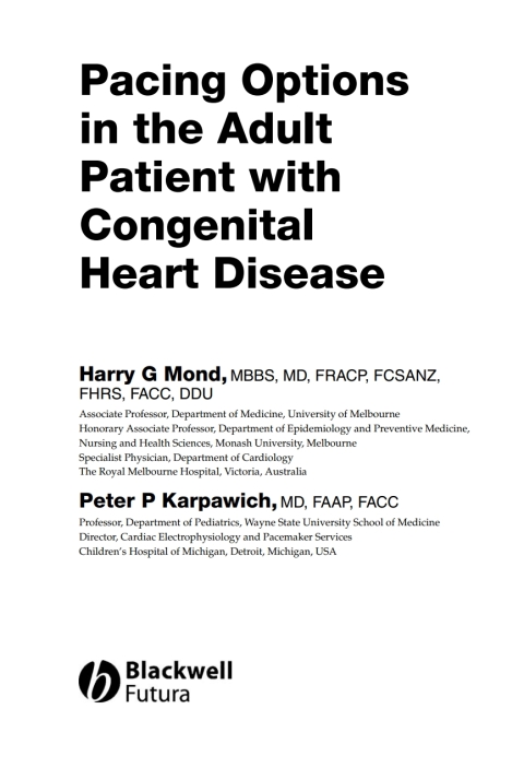 Cover image for book Pacing Options in the Adult Patient with Congenital Heart Disease