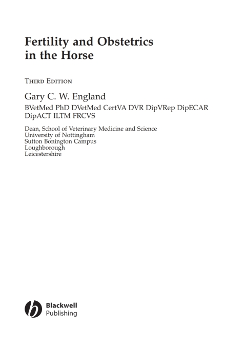 Cover image for book Fertility and Obstetrics in the Horse