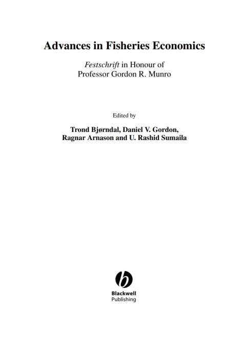 Cover image for book Advances in Fisheries Economics