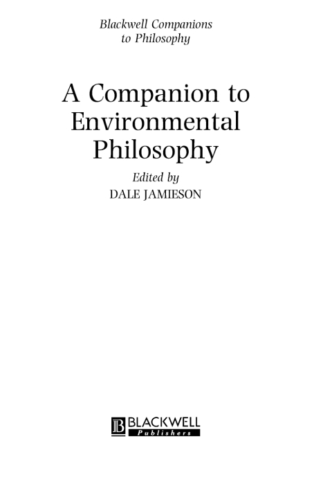 Cover image for book A Companion to Environmental Philosophy