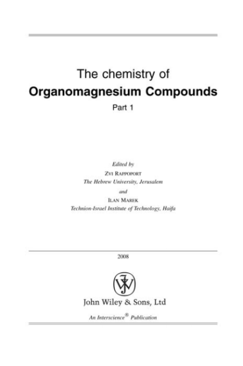 Cover image for book The Chemistry of Organomagnesium Compounds