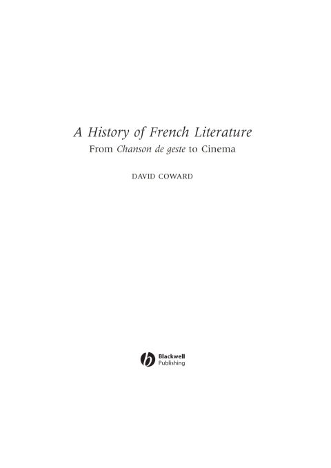 Cover image for book A History of French Literature