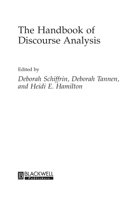 Cover image for book The Handbook of Discourse Analysis