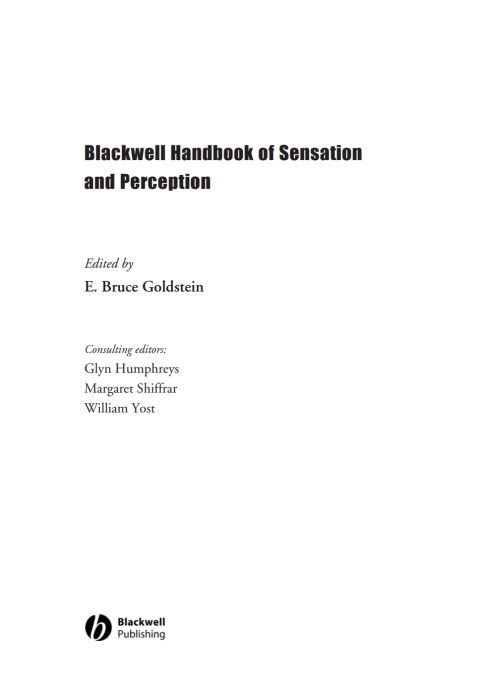 Cover image for book Blackwell Handbook of Sensation and Perception