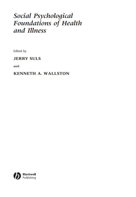 Cover image for book Social Psychological Foundations of Health and Illness