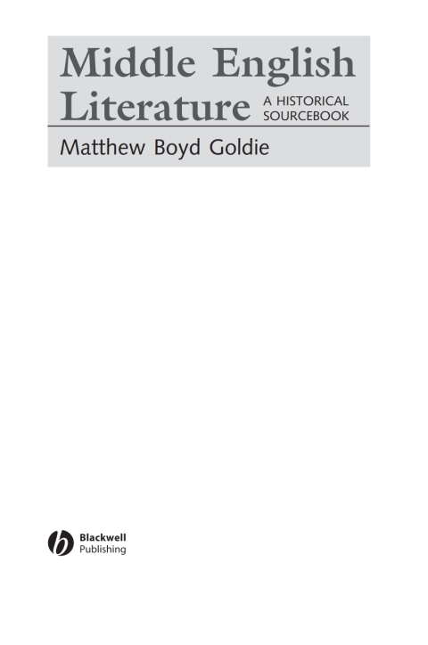 Cover image for book Middle English Literature