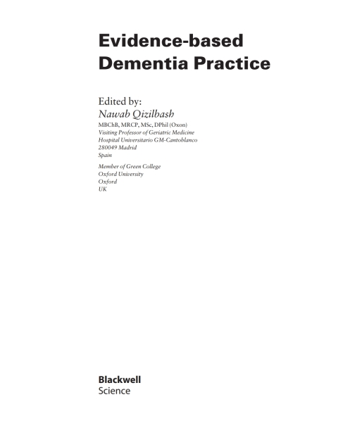 Cover image for book Evidence-based Dementia Practice