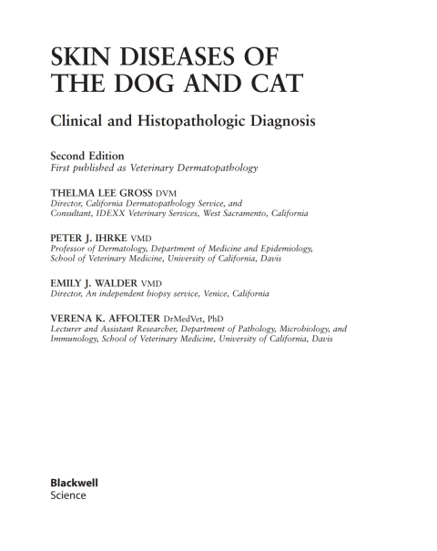 Cover image for book Skin Diseases of the Dog and Cat: Clinical and Histopathologic Diagnosis