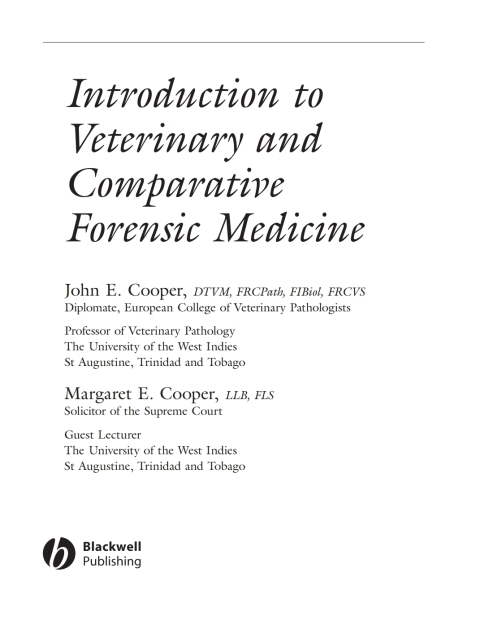 Cover image for book Introduction to Veterinary and Comparative Forensic Medicine