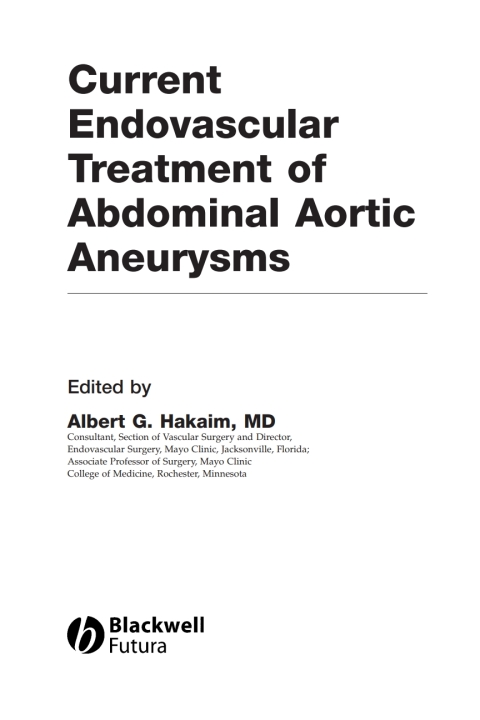 Cover image for book Current Endovascular Treatment of Abdominal Aortic Aneurysms