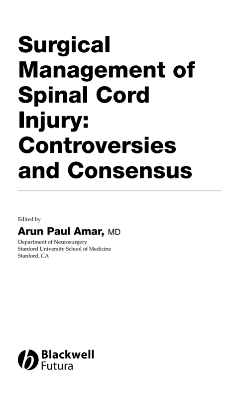Cover image for book Surgical Management of Spinal Cord Injury