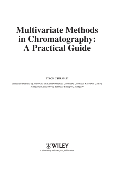Cover image for book Multivariate Methods in Chromatography