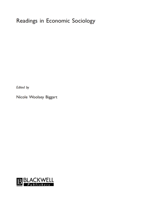 Cover image for book Readings in Economic Sociology