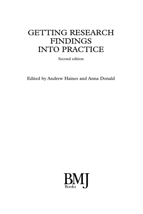 Cover image for book Getting Research Findings into Practice