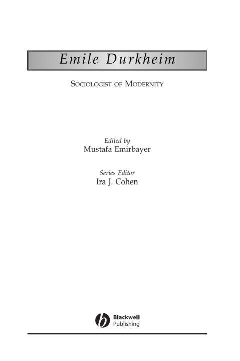 Cover image for book Emile Durkheim