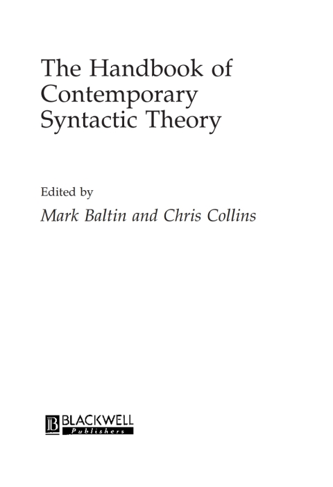 Cover image for book The Handbook of Contemporary Syntactic Theory