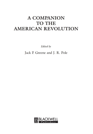 A Companion to the American Revolution