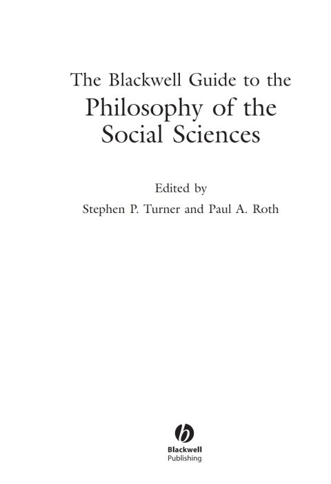 Cover image for book The Blackwell Guide to the Philosophy of the Social Sciences