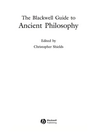 BLACKWELL GUIDE TO ANCIENT PHILOSOPHY