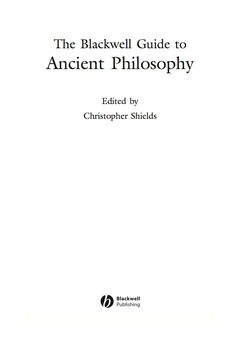 BLACKWELL GUIDE TO ANCIENT PHILOSOPHY
