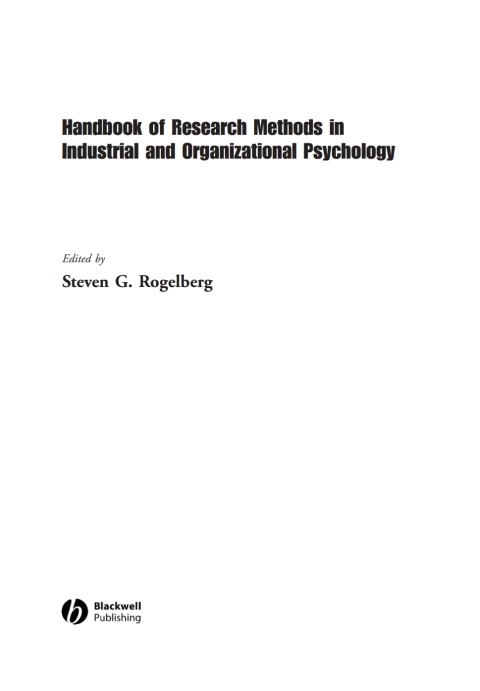 Cover image for book Handbook of Research Methods in Industrial and Organizational Psychology