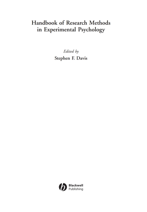 Cover image for book Handbook of Research Methods in Experimental Psychology