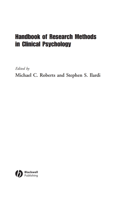 Cover image for book Handbook of Research Methods in Clinical Psychology