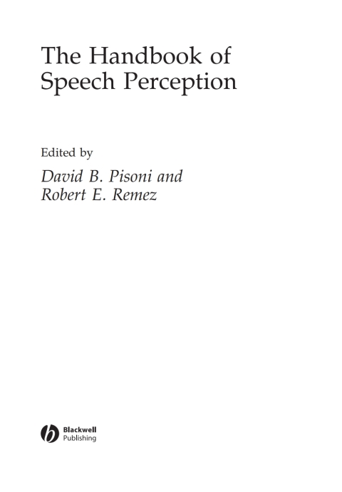 Cover image for book The Handbook of Speech Perception