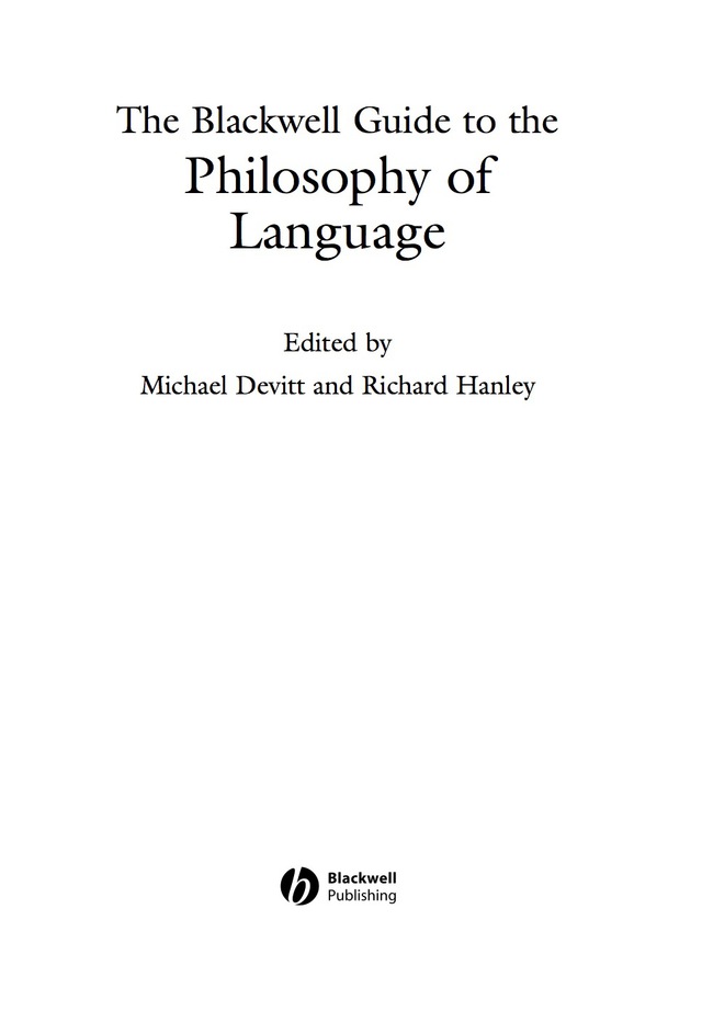 Blackwell Guide to the Philosophy of Language