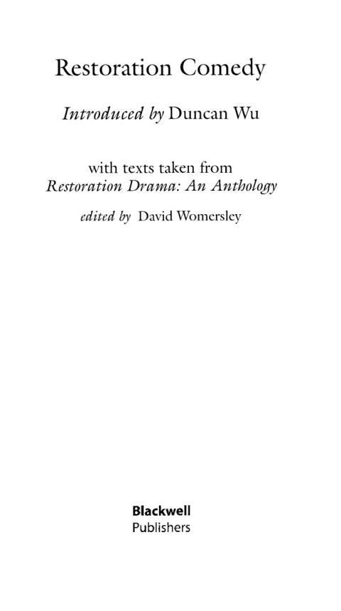 Cover image for book Restoration Comedy