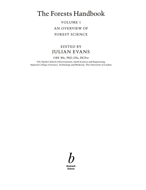 The Forests Handbook, Volume 1 