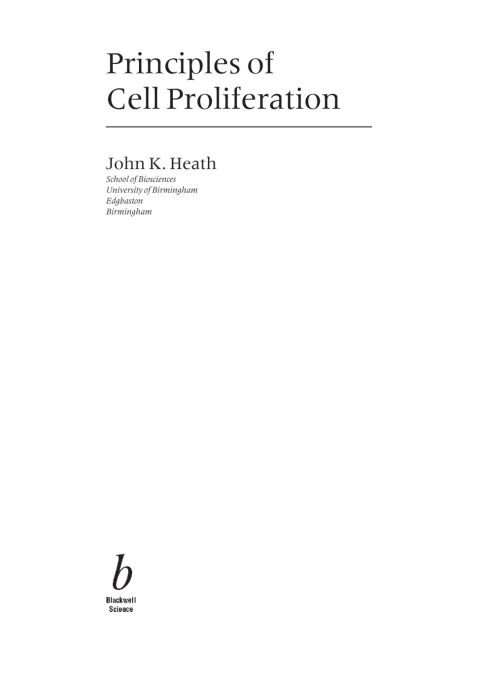 Cover image for book Principles of Cell Proliferation