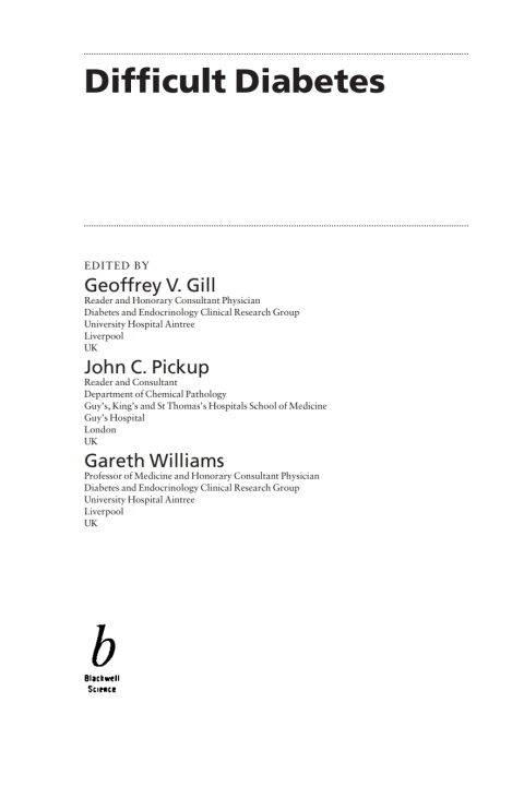 Cover image for book Difficult Diabetes