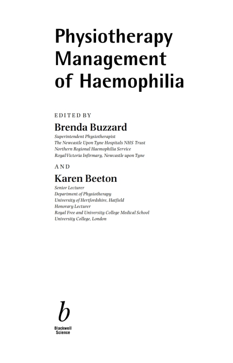 Cover image for book Physiotherapy Management of Haemophilia